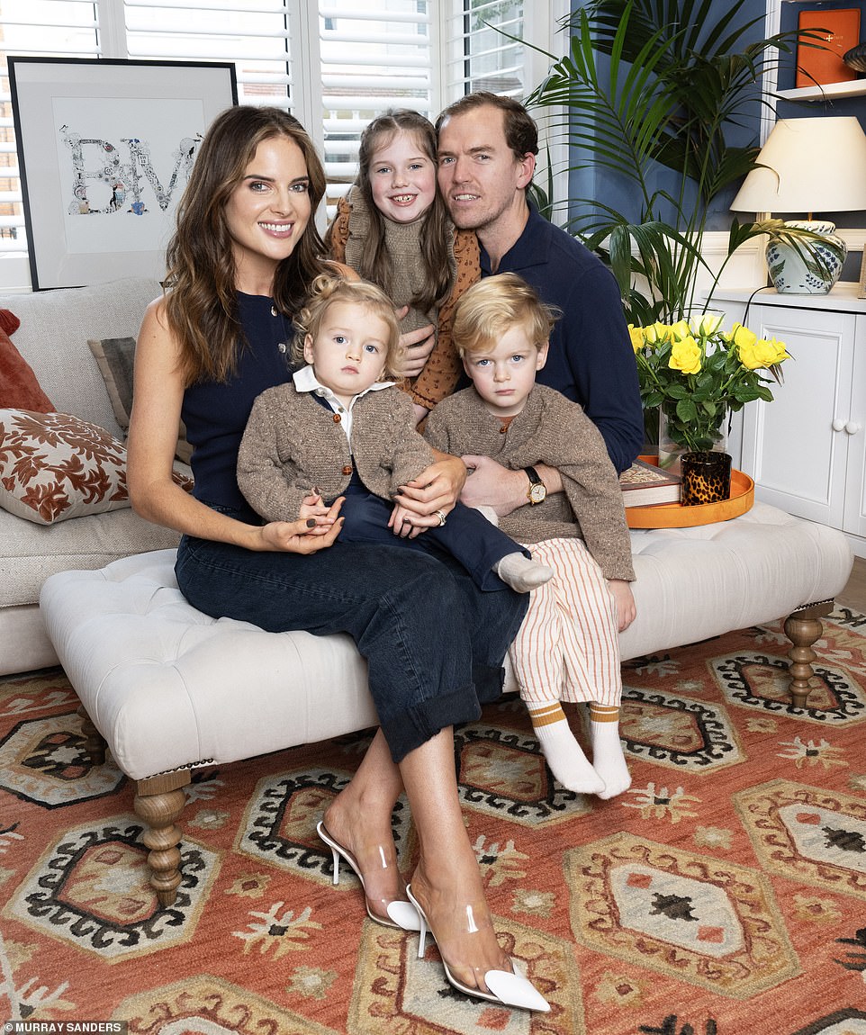 Binky invited MailOnline to her home in south-west London, where she lives with husband Max Darnton, daughter India, seven, and sons Wolfie, three, and Wilder, 18 months.