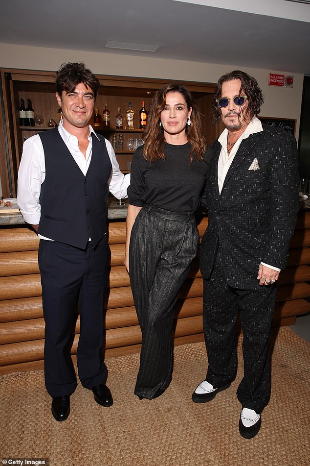 The Pirates of the Caribbean star, 61, who also appears in the film, was joined by two of its other stars, Riccardo Scamarcio and Luisa Ranie.