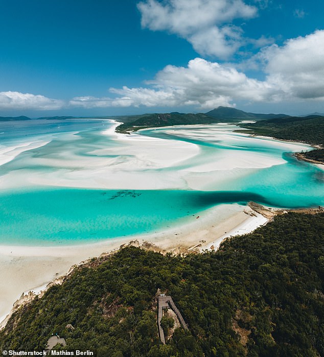 It is understood the plane attempted to land in the water off the beach before crashing into the ocean (pictured: file image of Whitehaven Beach)