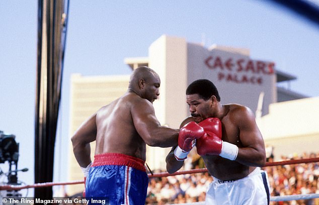 Rodrigues photographed (right) in June 1990 during a fight against George Foreman in Las Vegas.