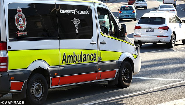 Three other people were taken by road to hospital, one with burns to their back and two with burns to their legs (file image of a Queensland Ambulance Service vehicle)