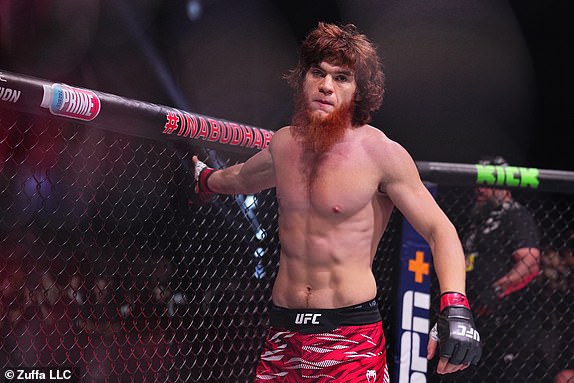 ABU DHABI, UNITED ARAB EMIRATES - OCTOBER 26: Shara Magomedov of Russia prepares to face Armen Petrosyan of Russia in a middleweight fight during the UFC 308 event at Etihad Arena on October 26, 2024 in Abu Dhabi, United Arab Emirates Joined. (Photo by Chris Unger/Zuffa LLC)