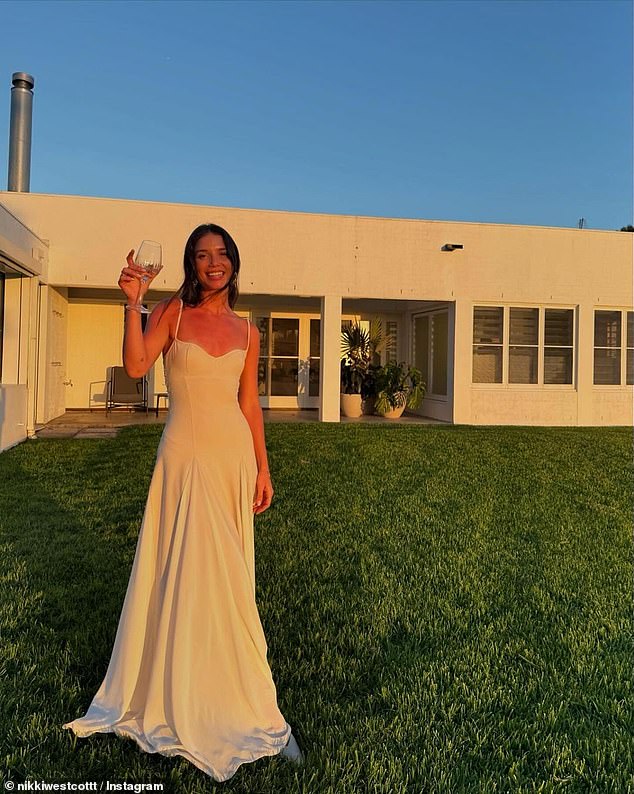 Nikki embraced bridal elegance as she wore a figure-hugging white dress as she celebrated with her loved ones ahead of her wedding day.