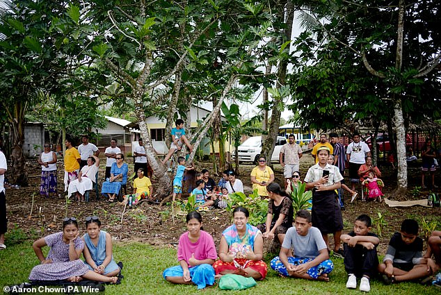 Villagers of Siumu Village before the farewell ceremony of King Charles III and Queen Camilla on October 26