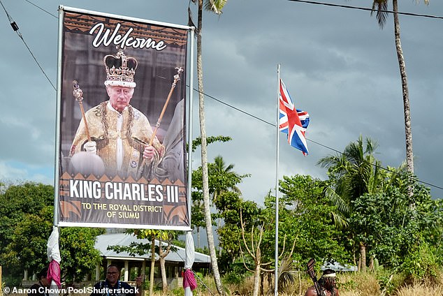 A general view of the preparations at Siumu Village before the arrival of King Charles III and Queen Camilla for the ceremony.