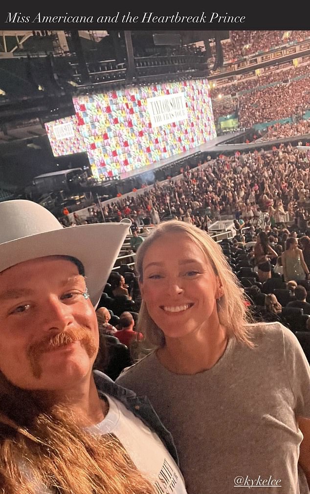 The retired center's wife, Kylie, posed for a selfie with former teammate Beau Allen.