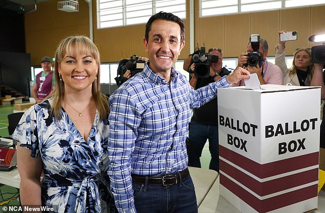 Crisafulli cast his vote on Saturday accompanied by his wife Tegan as the LNP managed to wrest the government from the Labor Party.