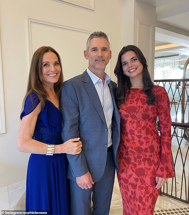 Sophia pictured with her parents Eric Bana and his wife Rebecca Gleeson