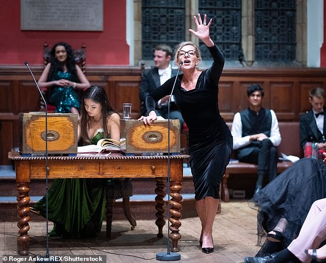 Katie Hopkins gestures while taking part in a debate at the Oxford Union in November last year.