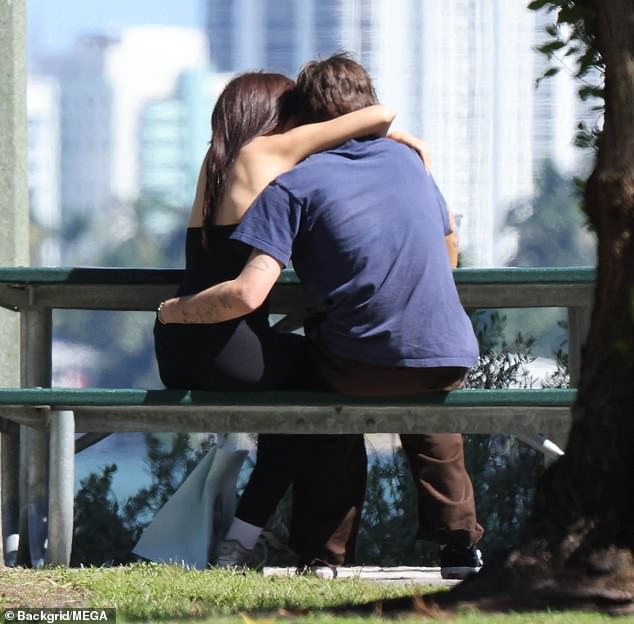 The pair were inseparable as they visited a local cafe before sitting at an outdoor table.