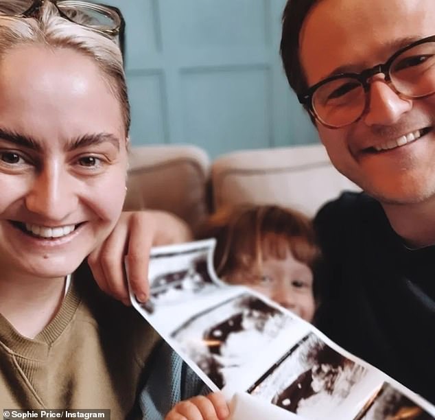 It's unclear whose babies they are, as her sister Sophie revealed in July that she was pregnant with a single girl, due next month (pictured).