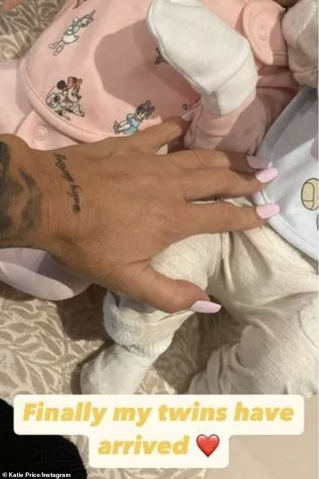 The post comes after Katie shared another confusing photo on Tuesday of twin babies, one in a pink onesie and the other in a gray one.