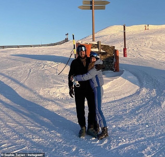 She shared a photo of them enjoying a ski trip as they posed and hugged each other while on the slopes.