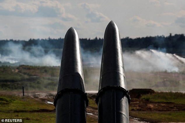 Missiles, part of the Iskander-M missile complex, are seen during a demonstration at the international military-technical forum ARMY-2019 at the Alabino firing range in the Moscow region, Russia, June 25, 2019.