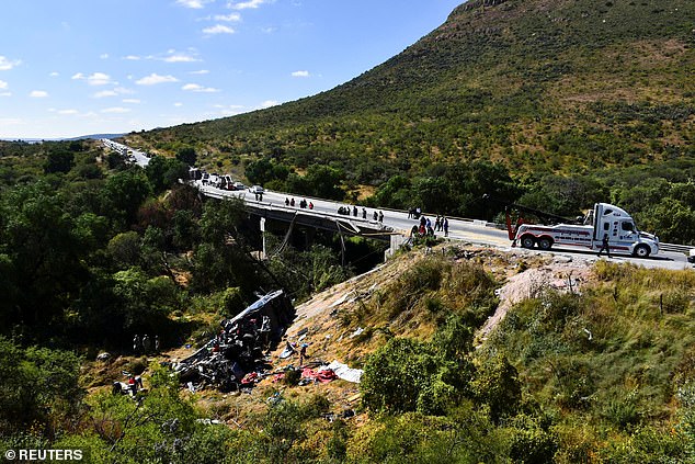 The bus fell into a deep ravine in the state of Zacatecas, in central Mexico.