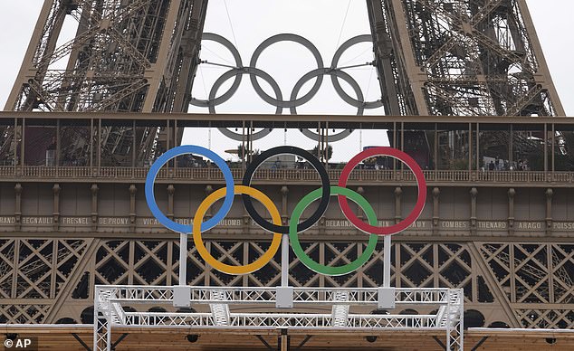 The Olympic rings are displayed in Paris on August 18, 2024. Brisbane will host the Games in 2032.