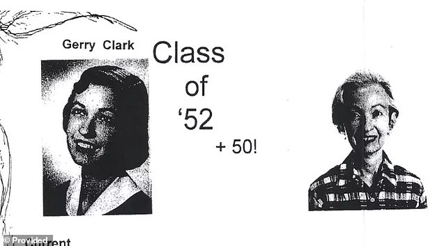 Clark, seen here in a 1952 yearbook photo and in another photo taken 50 years later, died in 2023, seven years after the alleged scam. The group of caregivers found through a placement agency allegedly funneled the money out of their finances in that period.