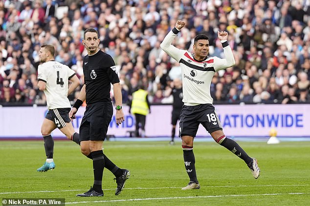 Casemiro looked to have secured a point for United after heading in from close range