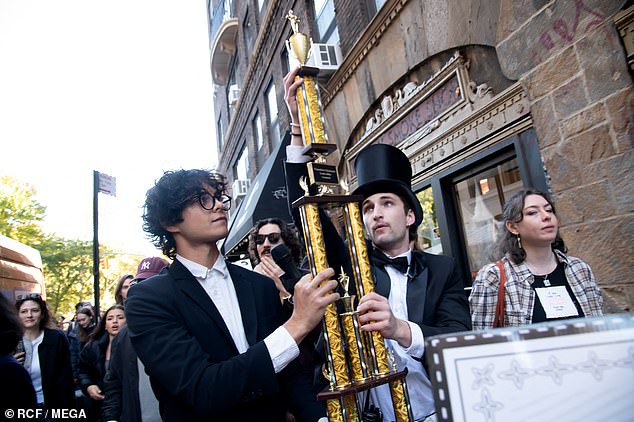 Timothee Chalamet has caused chaos in New York after surprising his fans by performing in his own stunt competition. (Pictured: some of the competitors before the actor appeared)