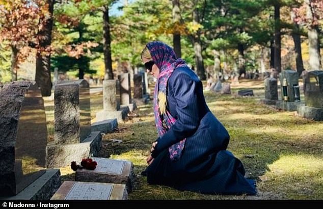 It comes after Madonna shared somber snaps from her trip to the cemetery on Friday where she and her daughter Lourdes visited the graves of the singer's late brother and her mother.