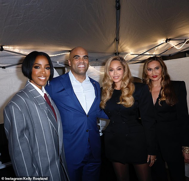 Kelly Rowland shared a photo from the memorable evening with Bey, Tina Knowles and Collin Allred.