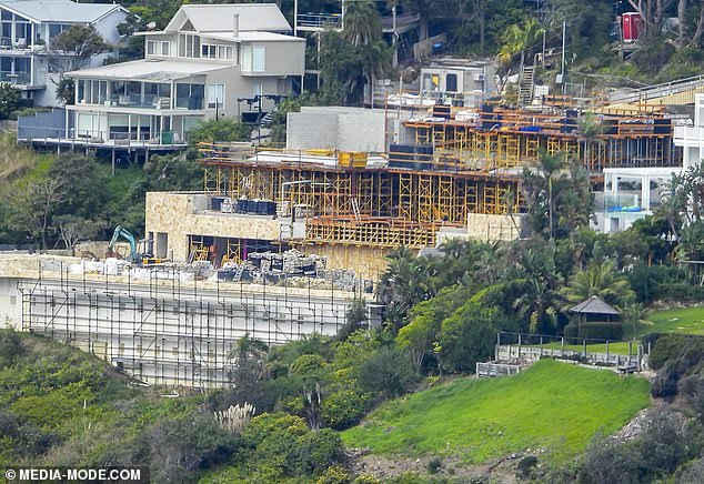 The original 1950s home was demolished to make way for a modern multi-level mansion that will include a basketball court, swimming pool and large garage. Photographed in May