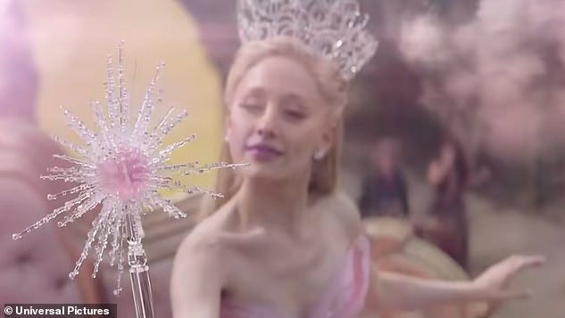 Glinda Upland waves her magic wand more than once in the clip