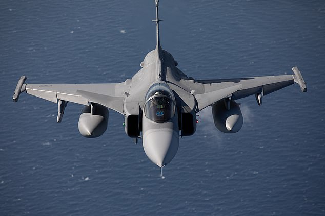 Sweden sent a JAS Gripen fighter jet (pictured) to intercept the Russian plane.