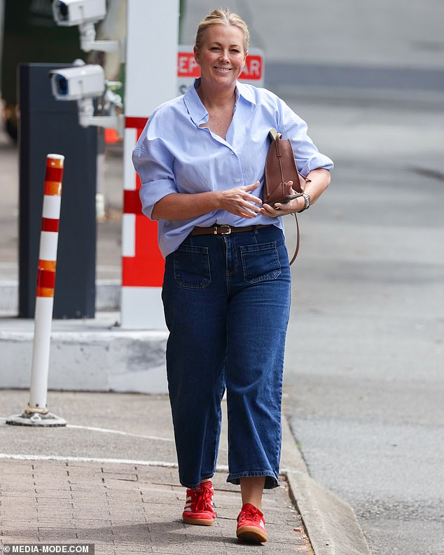 Sam, 48, looked revitalized as she emerged from the network compound, dressed from head to ankle in Channel Nine blue.