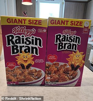 Another photo on Reddit also shows a similar size change with Kellogg's Raisin Bran.