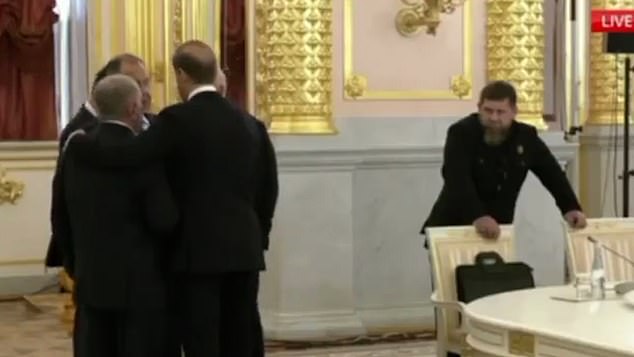 Kadyrov was seen looking around waiting for a reaction.