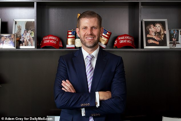 Eric Trump speaks to the Daily Mail at his office in Palm Beach, Florida, on Thursday.