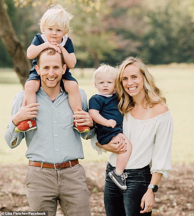 Eliza Fletcher pictured with her husband Richie and their two children. The family described her as a woman 