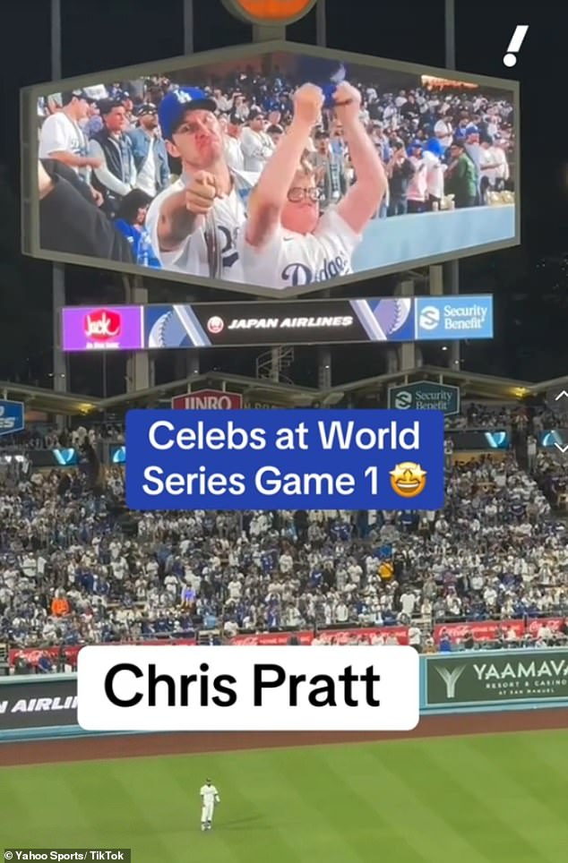 While watching their team take on and defeat the New York Yankees, the actor, 45, and the 12-year-old were seen going wild among the more than 52,000 fans in attendance as they boarded the Jumbotron.