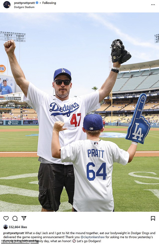 Last year, Pratt and Jack attended a Dodgers game together.