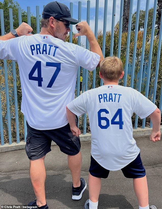 'What a day! Jack and I take the mound together, eat our body weight in Dodger Dogs, and deliver the game's opening announcement! the Parks and Recreation alum captioned a slideshow of his day at the stadium