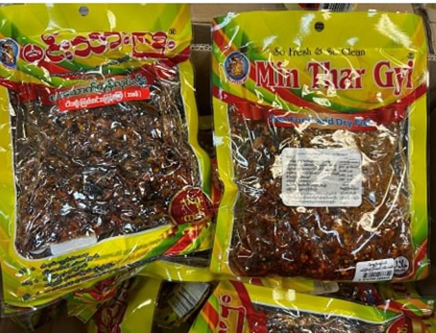 Vacuum-sealed packages of dried fish products (pictured above) were also among the seven products illegally imported from Myanmar.