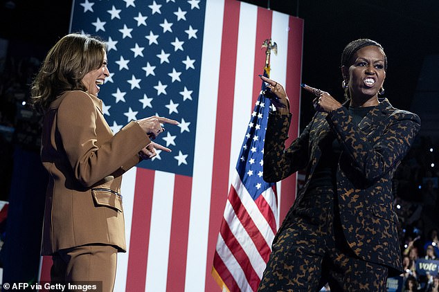 Michelle Obama defended Harris over the weekend, protesting to the crowd in the same way her husband has been unsuccessfully doing to black male voters.