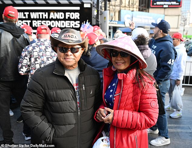 While waiting in line, 62-year-old Amy Lee (above, right) told me that she had fled communist Vietnam in 1975 and that her husband Covan (left) was caught 18 times trying to escape before finally arriving in the United States. .