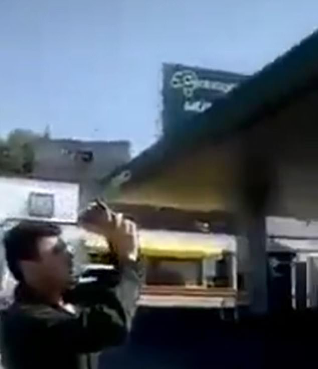 A resident in Mexico was one of many who stopped at a gas station to record the alleged UFO sighting