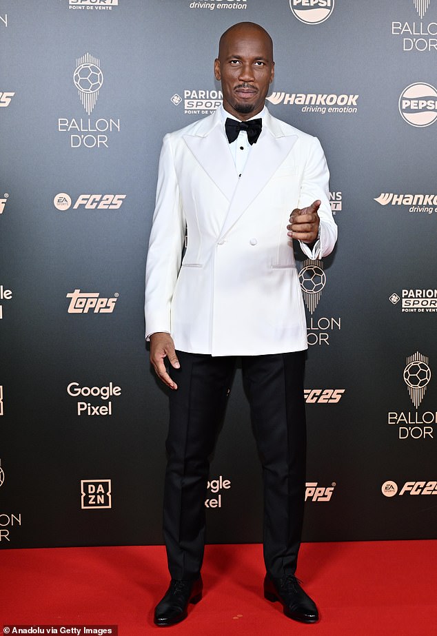 Former footballer Didier Drogba hosted the evening in a white suit.