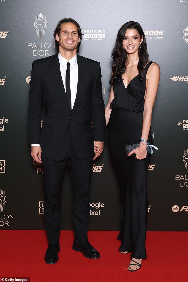 Inter Milan footballer Yann Sommer looked dapper in a black suit as he posed with glamorous wife Alina.