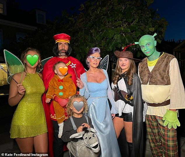 Kate Ferdinand and her husband Rio stole the show as their entire family dressed up as Shrek characters.