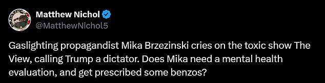 Brzezinski was quickly mocked by commenters