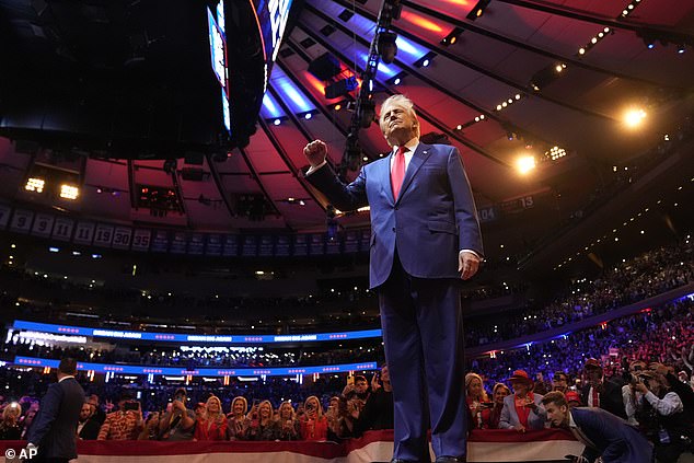 Donald Trump's arrival is seen at his campaign rally at Madison Square Garden on Sunday.