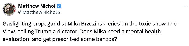 1730157978 66 MSNBC anchor Mika Brzezinski roasted for hysterically biased reaction to