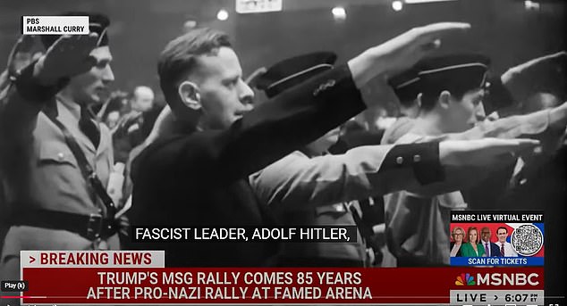 MSNBC showed footage of the Nazi rally at the Garden as Capehart accused Trump of holding a fascist event at the iconic venue.