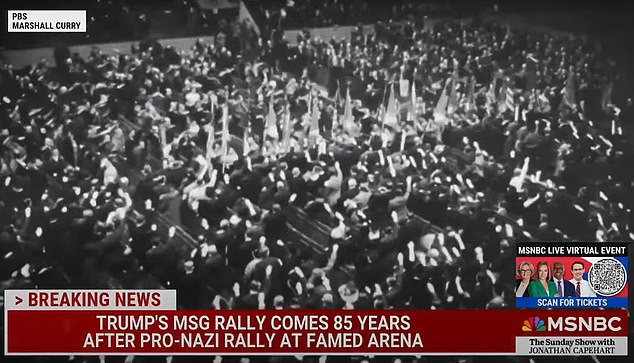 MSNBC showed footage of the Nazi rally at the Garden as Capehart accused Trump of holding a fascist event at the iconic venue.