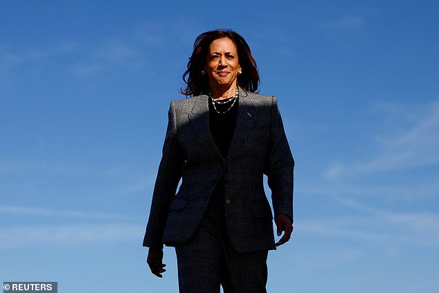 Vice President Kamala Harris walks to Air Force Two to depart for Michigan on Monday