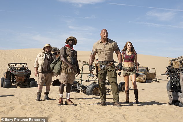 (from LR) Jack Black, Kevin Hart, Dwayne 'The Rock' Johnson and Karen Gillan are 'in talks' to reprise their video game characters in the action-adventure third installment, which will likely also have director Jake Kasdan returning. the rudder